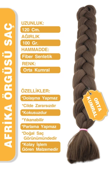 Afrika Zenci Örgüsü Rasta Ve Box Braid için Sentetik Saç - Orta Kumral - Resim 2