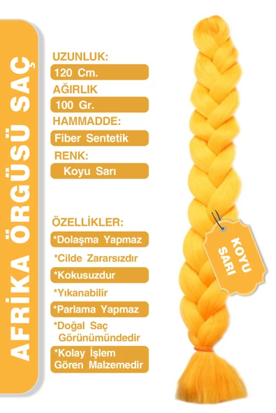 Afrika Zenci Örgüsü Rasta Ve Box Braid için Sentetik Saç - Koyu Sarı - Resim 2
