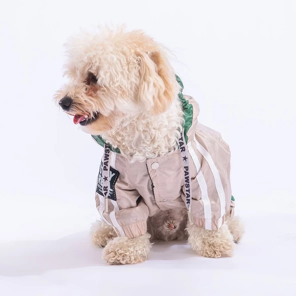 PawStar Bej Yeşil Bicolor Tulum Yağmurluk Küçük ve Orta Irk - 3