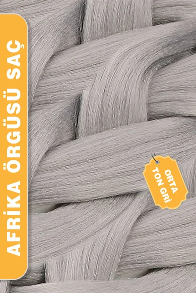 Afrika Zenci Örgüsü Rasta Ve Box Braid için Sentetik Saç - Orta Ton Gri - Resim 5