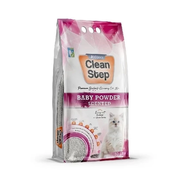 Clean Step Aktif Karbonlu Bebek Pudralı İnce Taneli Topaklanan Bentonit Kedi Kumu 5 Lt