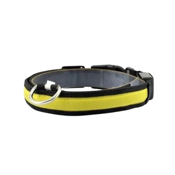 Petzz Işıklı Ayarlanabilir Flaşörlü Kedi ve Köpek Boyun Tasması Sarı 40-48 Cm / 2.5 Cm