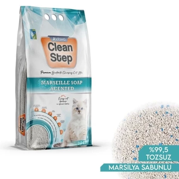 Clean Step Aktif Karbonlu Marsilla Kokulu İnce Taneli Topaklanan Bentonit Kedi Kumu 10 Lt - 2