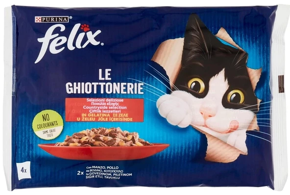 Felix Multipack Sığır ve Tavuklu Yetişkin Yaş Kedi Maması 4x85 Gr