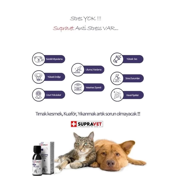 Supravet Calming Anti Stress Kedi ve Köpekler için Sıvı Sakinleştirici Damla 100 Ml - 4