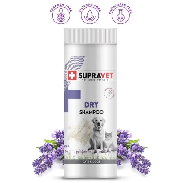 Supravet Dry Shampoo Lavanta Özlü Kedi ve Köpek Toz Şampuan 150 Ml - 1