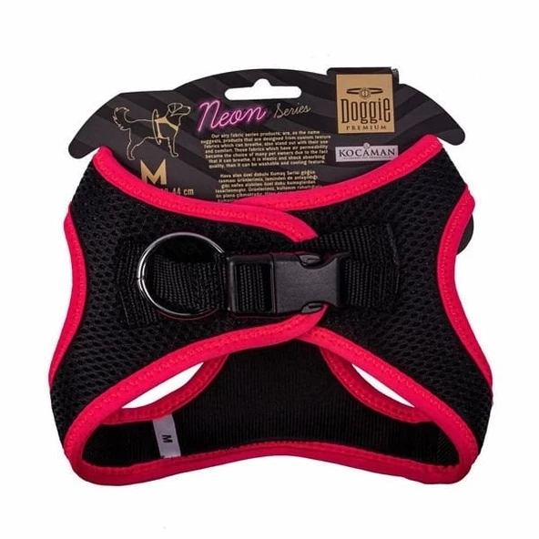 Doggie Havalı Dokuma Neon Küçük Irk Köpek Göğüs Tasması Medium Pembe 38-44 Cm - 3