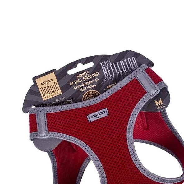 Doggie Havalı Dokuma Reflektör Küçük Irk Köpek Göğüs Tasması Medium Kırmızı 38-44 Cm - 3