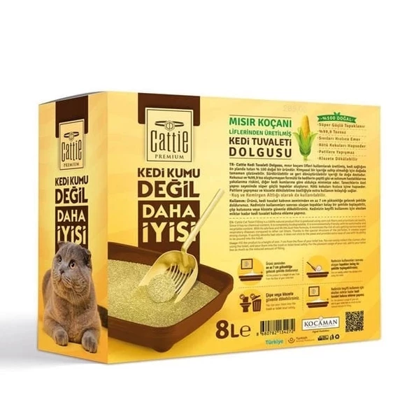 Cattie Süper Topaklanan Mısır Koçanı Kedi Tuvaleti Dolgusu 8 Lt - 2