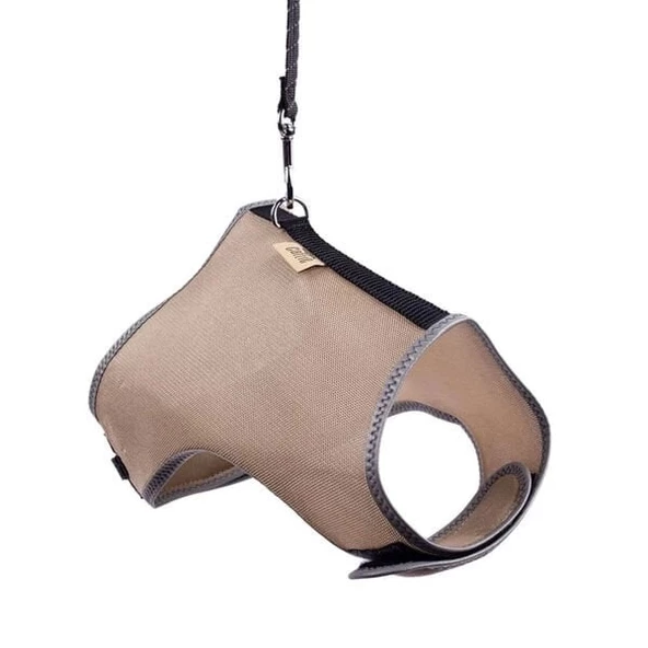 Cattie Havalı Dokuma Kedi Göğüs ve Gezdirme Takımı Large Bej 1.5x30-40 Cm - 2