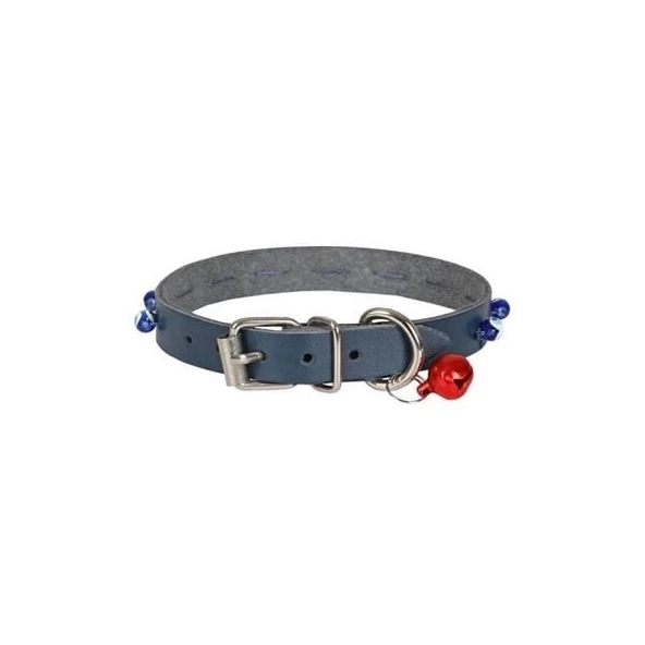 Cattie Boncuklu Deri Küçük Irk Köpek ve Kedi Boyun Tasması Large Royal Mavi 1.2x23-27 Cm - 2