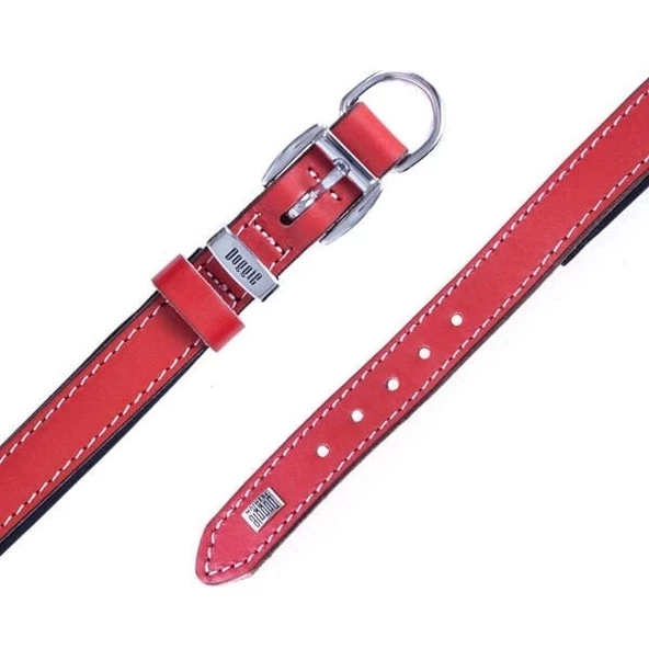 Doggie Konfor Deri Köpek Boyun Tasması Medium Kırmızı 2x35 40 Cm - 3