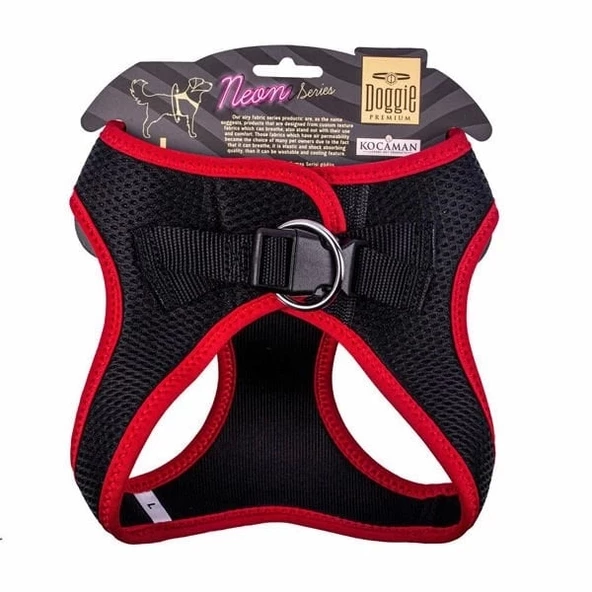 Doggie Havalı Dokuma Neon Küçük Irk Köpek Göğüs Tasması Large Kırmızı 42-48 Cm - 3