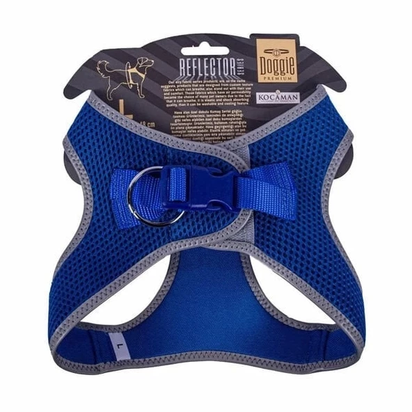 Doggie Havalı Dokuma Reflektör Küçük Irk Köpek Göğüs Tasması Large Mavi 42-48 Cm - 2