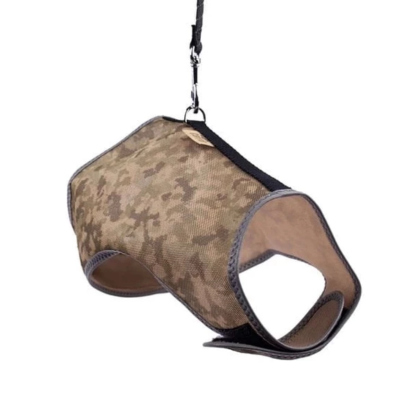 Cattie Havalı Dokuma Kedi Göğüs ve Gezdirme Takımı Large Kamuflaj 1.5x30-40 Cm - 2