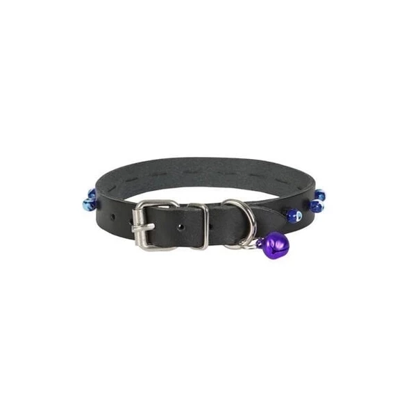 Cattie Boncuklu Deri Küçük Irk Köpek ve Kedi Boyun Tasması Xlarge Siyah 1.5x26-30 Cm - 2
