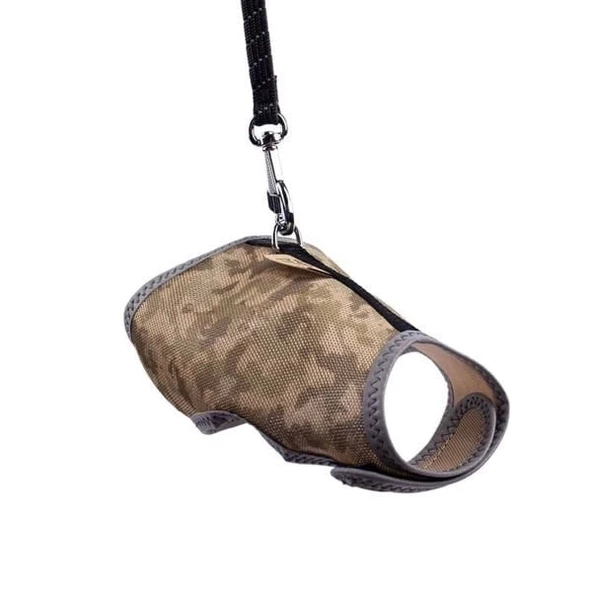 Cattie Havalı Dokuma Kedi Göğüs ve Gezdirme Takımı Small Kamuflaj 1x20-30 Cm - 2