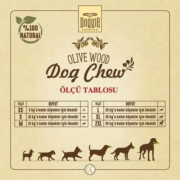 Doggie Doğal Zeytin Ağacı Köpek Çiğneme Oyuncağı Xsmall - 3