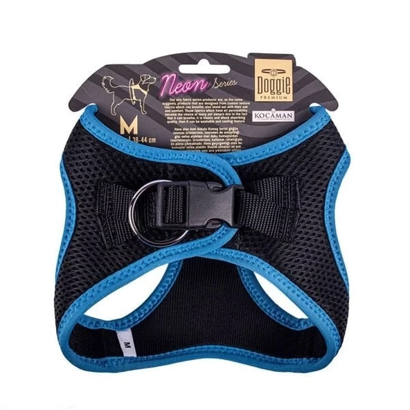 Doggie Havalı Dokuma Neon Küçük Irk Köpek Göğüs Tasması Medium Mavi 38-44 Cm - 2