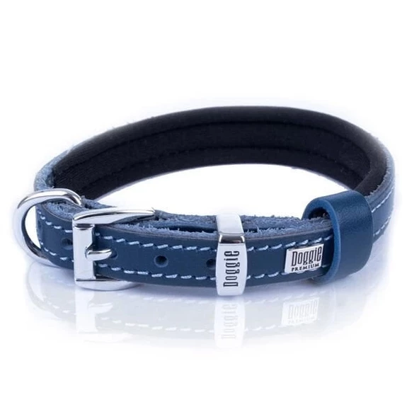 Doggie Konfor Deri Köpek Boyun Tasması Medium Royal Mavi 1.5x25-30 Cm - 3