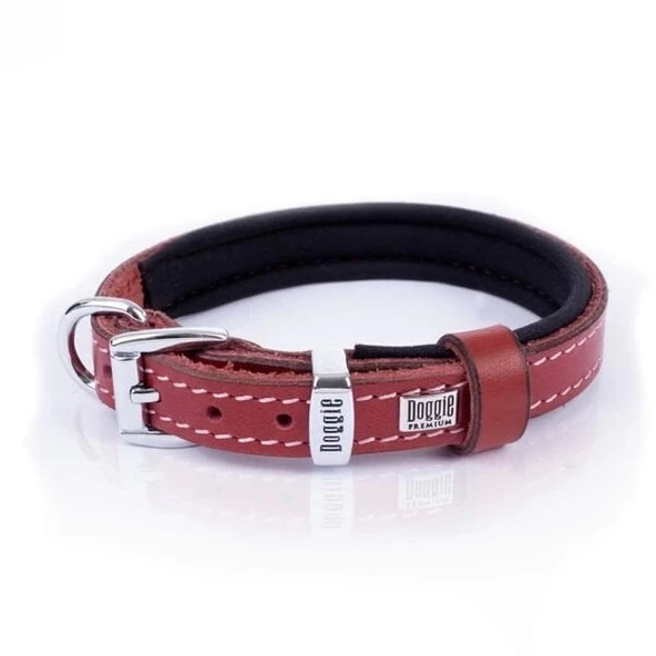 Doggie Konfor Deri Köpek Boyun Tasması Medium Kırmızı 1.5x25-30 Cm - 3
