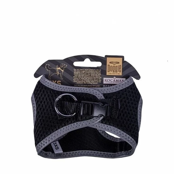 Doggie Havalı Dokuma Reflektör Küçük Irk Köpek Göğüs Tasması Xxxsmall Siyah 22-26 Cm - 2