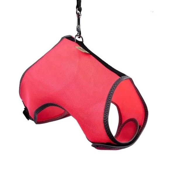 Cattie Havalı Dokuma Kedi Göğüs ve Gezdirme Takımı Large Pembe 1.5x30-40 Cm - 2