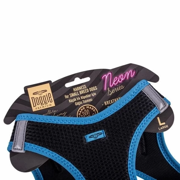 Doggie Havalı Dokuma Neon Küçük Irk Köpek Göğüs Tasması Large Mavi 42-48 Cm - 4