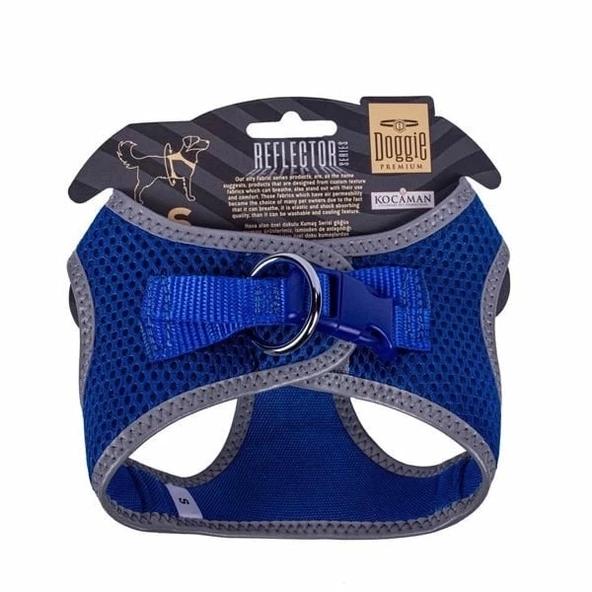 Doggie Havalı Dokuma Reflektör Küçük Irk Köpek Göğüs Tasması Small Mavi 32-38 Cm - 2