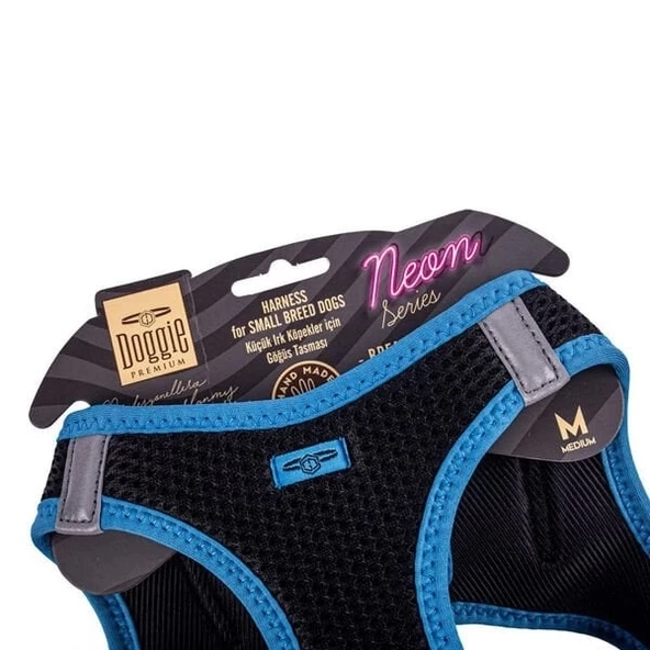 Doggie Havalı Dokuma Neon Küçük Irk Köpek Göğüs Tasması Medium Mavi 38-44 Cm - 3