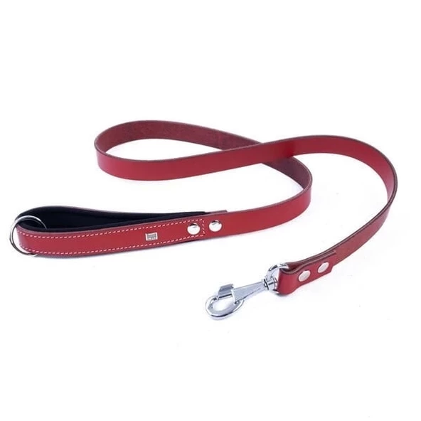 Doggie Konfor Deri Köpek Gezdirme Tasması Medium Kırmızı 3x100 Cm - 2