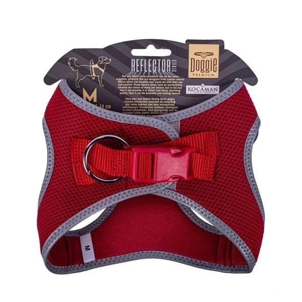 Doggie Havalı Dokuma Reflektör Küçük Irk Köpek Göğüs Tasması Medium Kırmızı 38-44 Cm - 2