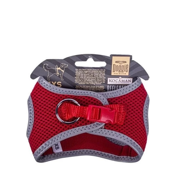 Doggie Havalı Dokuma Reflektör Küçük Irk Köpek Göğüs Tasması Xxxsmall Kırmızı 22-26 Cm - 2