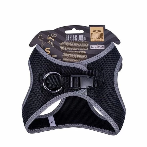 Doggie Havalı Dokuma Reflektör Küçük Irk Köpek Göğüs Tasması Small Siyah 32-38 Cm - 3