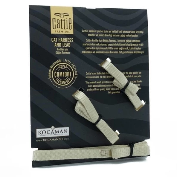 Cattie Kedi Göğüs ve Gezdirme Tasma Takımı Haki 1x25-40 Cm - 2