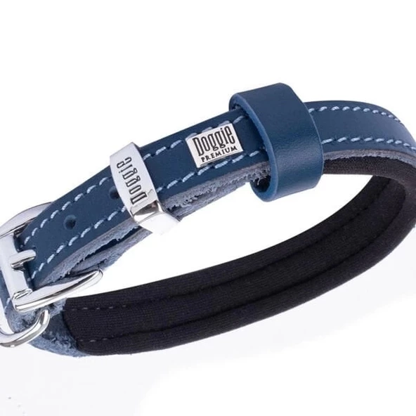 Doggie Konfor Deri Köpek Boyun Tasması Medium Royal Mavi 1.5x25-30 Cm - 2