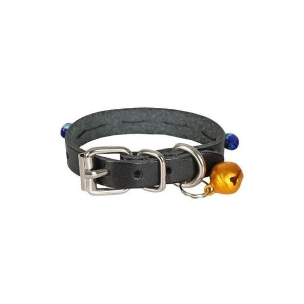 Cattie Boncuklu Deri Küçük Irk Köpek ve Kedi Boyun Tasması Xsmall Siyah 1x12-16 Cm - 2