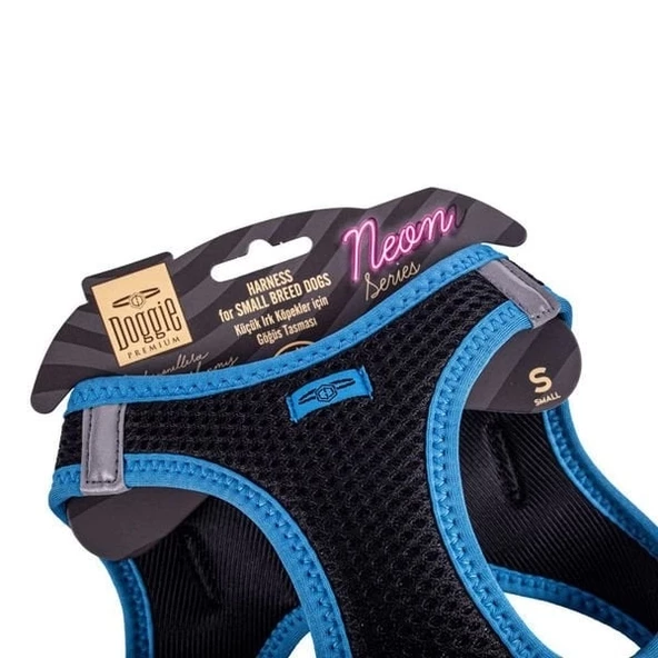 Doggie Havalı Dokuma Neon Küçük Irk Köpek Göğüs Tasması Small Mavi 32-38 Cm - 4