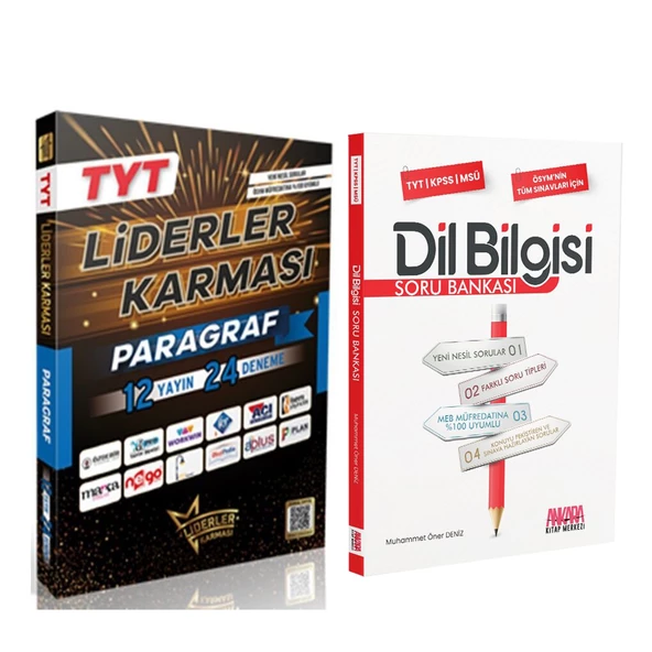 Liderler Karması TYT Paragraf Denemeleri ve AKM Dil Bilgisi Soru Bankası Seti 2 Kitap