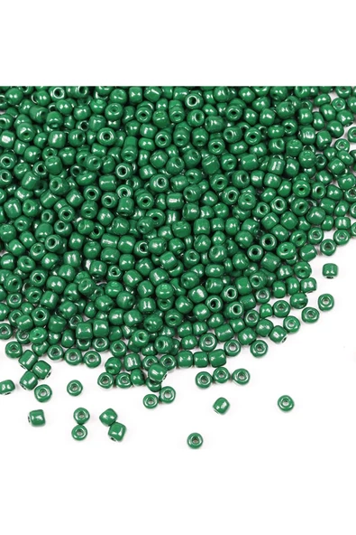 Koyu Yeşil Renk 4 mm Yaklaşık 1100 adet / 100 gram Cam Boncuk Oya Yazma Bileklik ve Kolye - 4