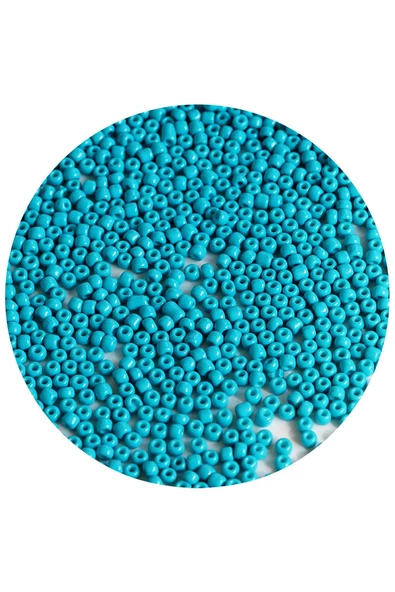Turquaz Mavi Renk 4 mm Yaklaşık 1100 adet / 100 gram Cam Boncuk Oya Yazma Bileklik ve Kolye - 4