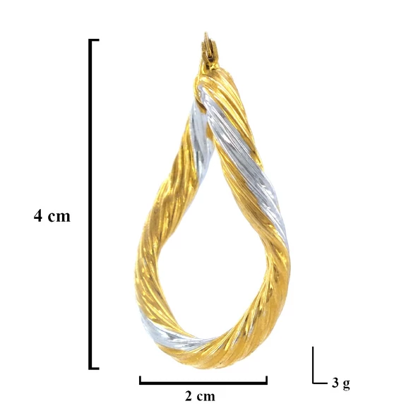 BZ Altın Kaplama Çift Renk Halka Küpe UNK-600 - 3