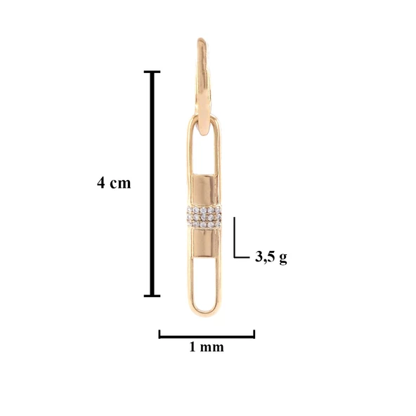 BZ Altın Kaplama Tasarım Taşlı Küpe UNK-617 - 3