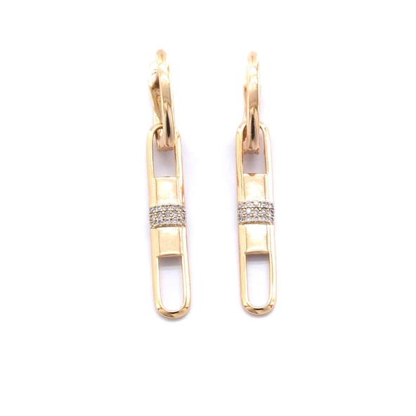 BZ Altın Kaplama Tasarım Taşlı Küpe UNK-617 - 5