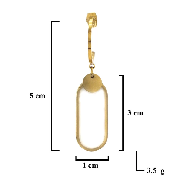 BZ Altın Kaplama Sedef Taşlı Sallantılı Küpe UNK-570 - 3