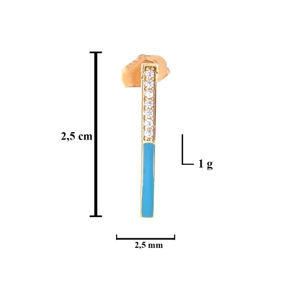 BZ Altın Kaplama Turkuaz Taşlı Çelik Küpe UNK-602 - 4