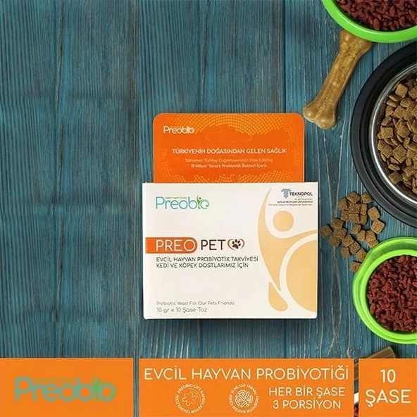 Preobio Pet Kedi Köpek ve Evcil Hayvan Toz Probiyotik Takviyesi 10x10 Gr - 4