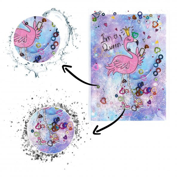 Flamingo Simli ve Sulu Kapaklı Rengarenk Sayfalı Mini Defter - 12