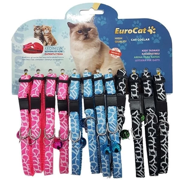 Eurocat Çizgi Desenli Kedi Boyun Tasması 12 Adet 10 Mm 28 Cm