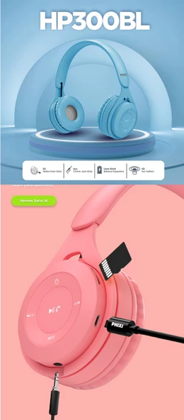 Kablosuz Kafaüstü Kulaklık Bluetooth Wireless 5.0V Mikrofonlu HD Ses Siyah Renk - 5